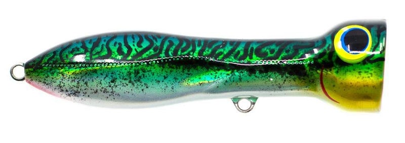 Nomad Design Chug Norris Popper - Offshore Saltwater Fishing Lure with Hydrodynamic Design, 3.75"" Floating, BKK 4X Trebles Hook, 3/4oz - Silver Green Mackerel - Image 1
